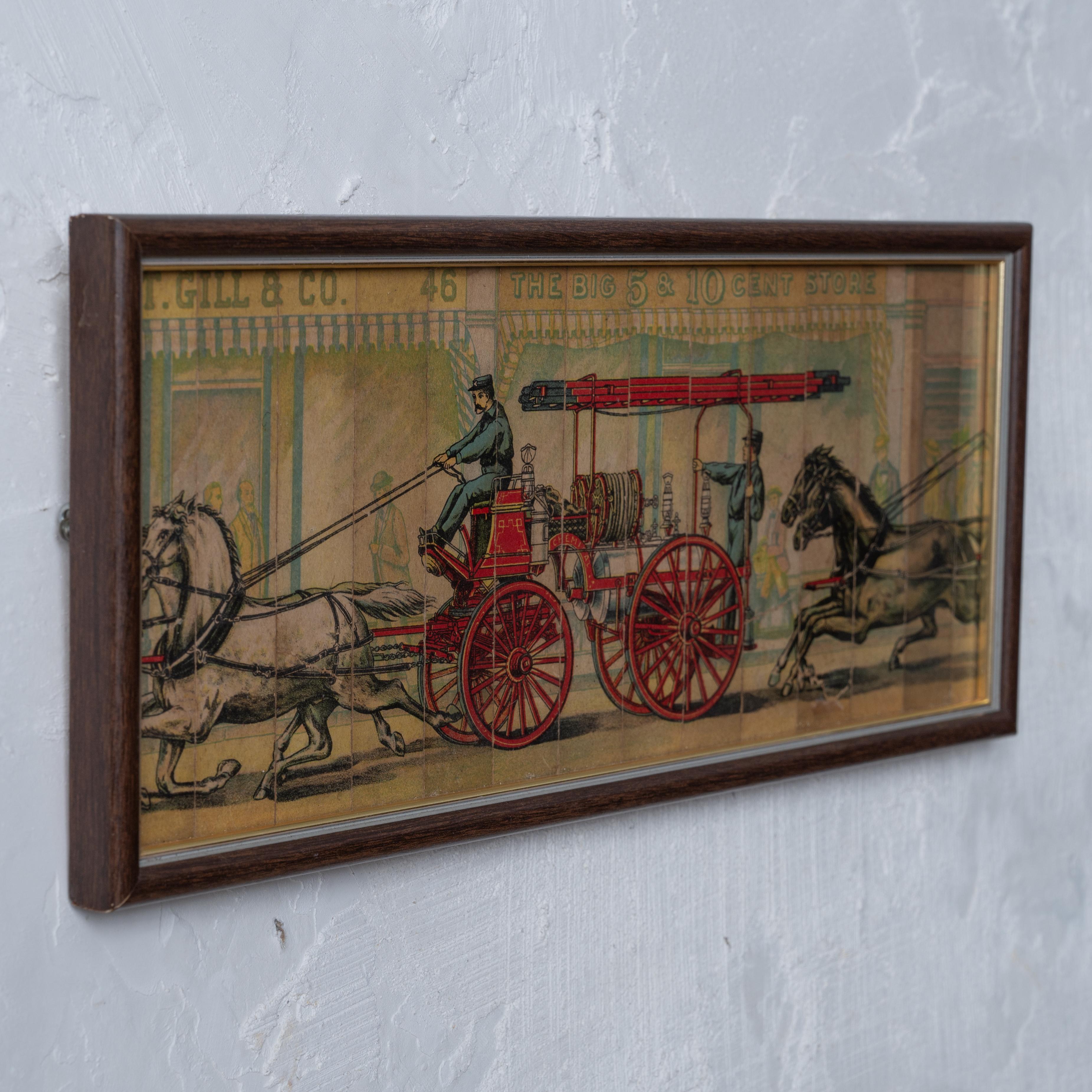 Late 19th Century Fire Engine Strip Puzzle, c.1880 For Sale