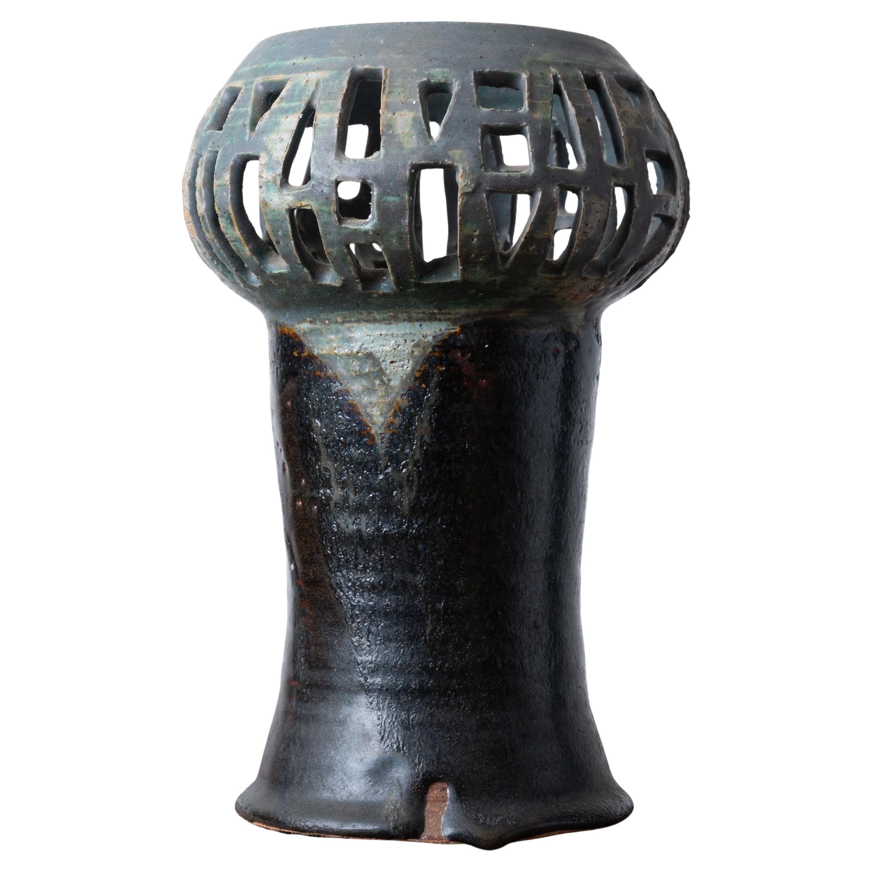 Ceramic Pottery Lantern attributed to Natzler, c.1950 For Sale