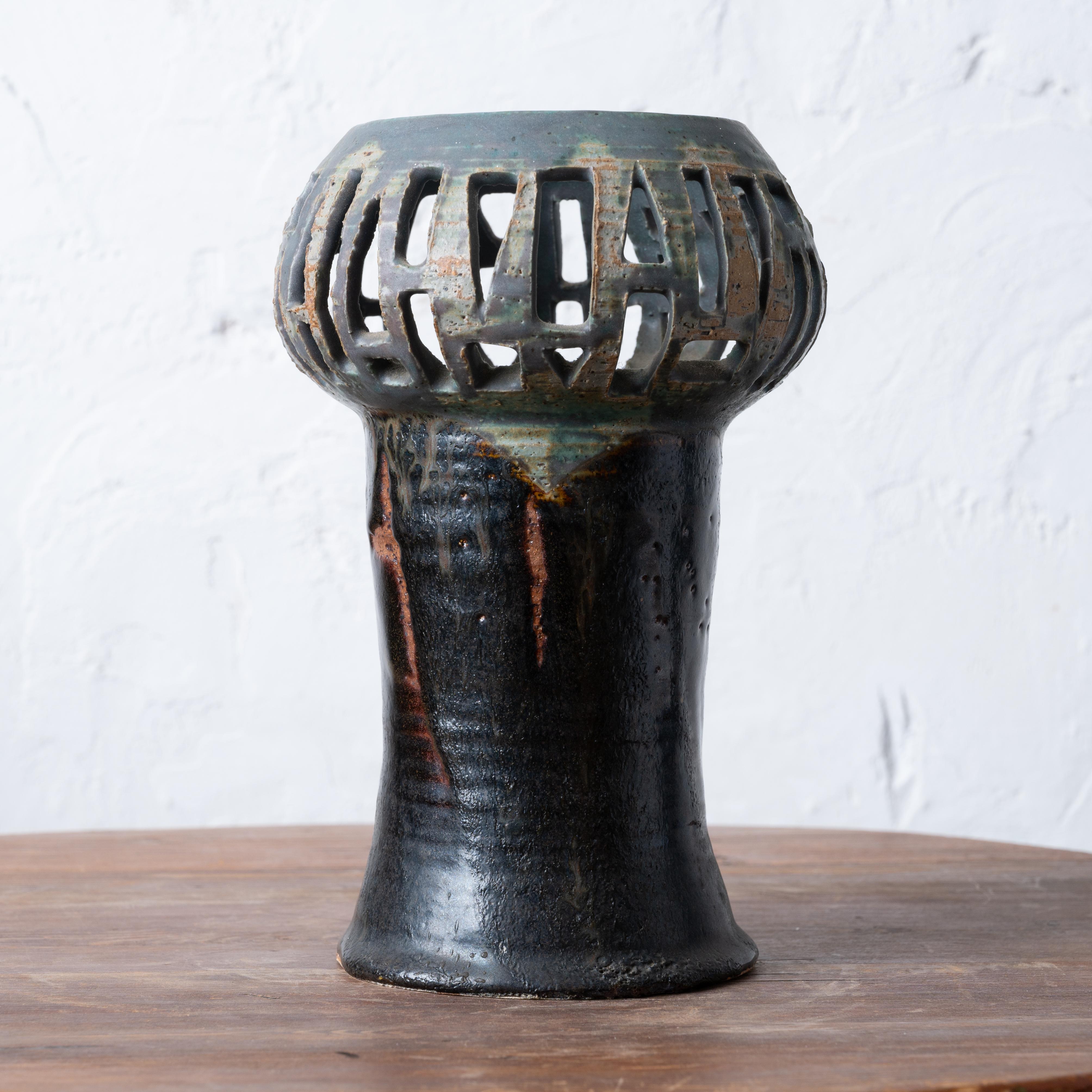 Mid-20th Century Ceramic Pottery Lantern attributed to Natzler, c.1950 For Sale