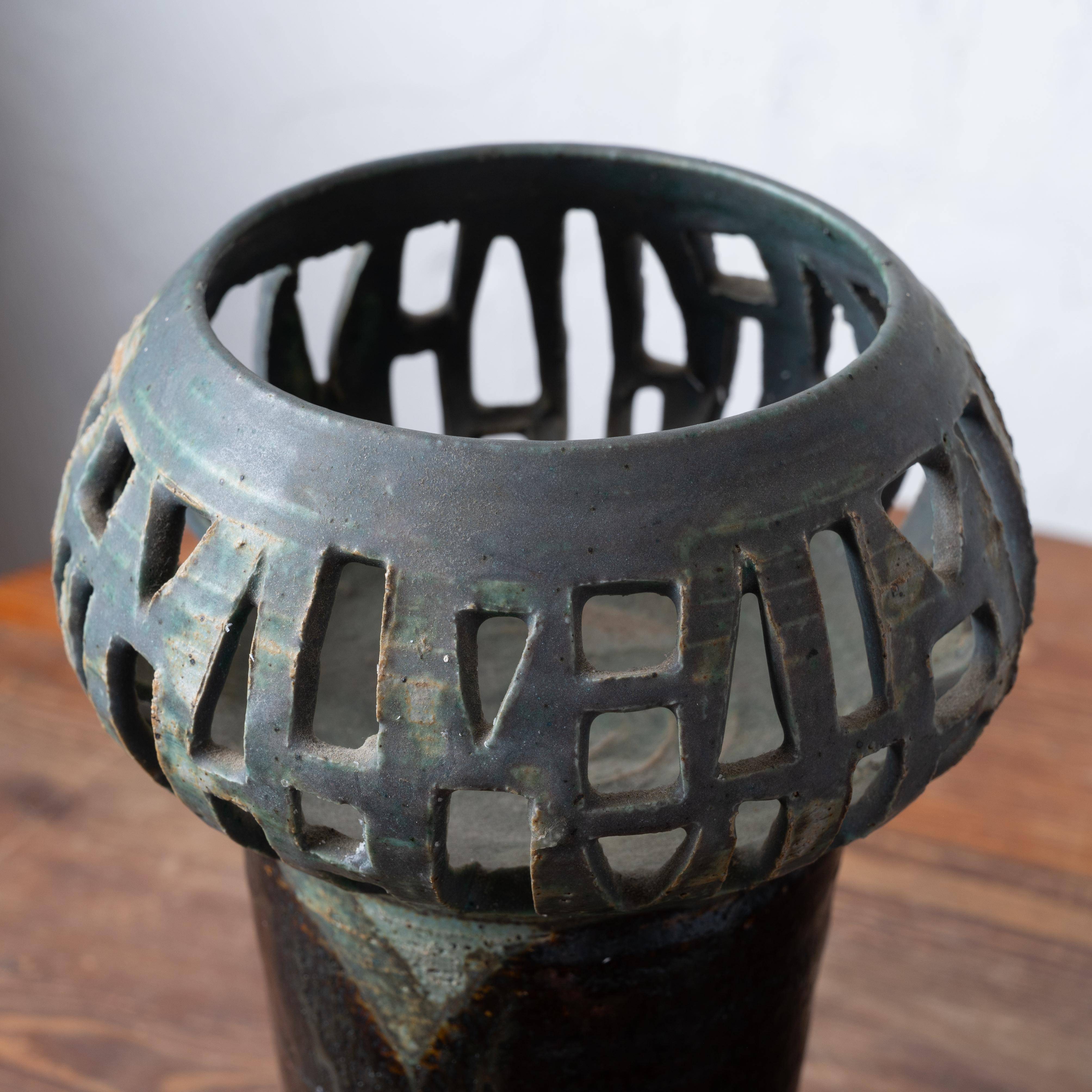 American Ceramic Pottery Lantern attributed to Natzler, c.1950 For Sale