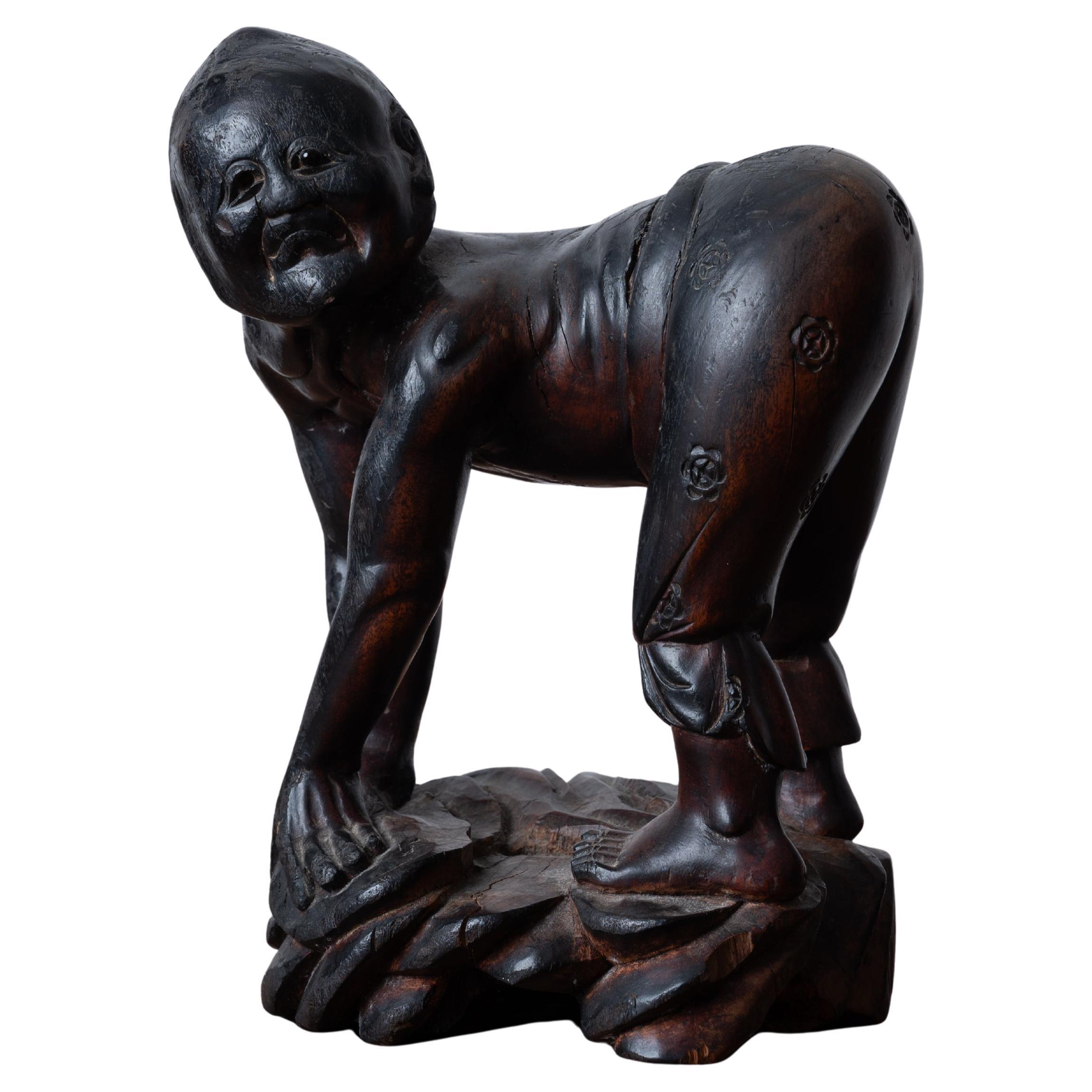 A Japanese Carved Root Yōkai Figure, Meiji Period For Sale