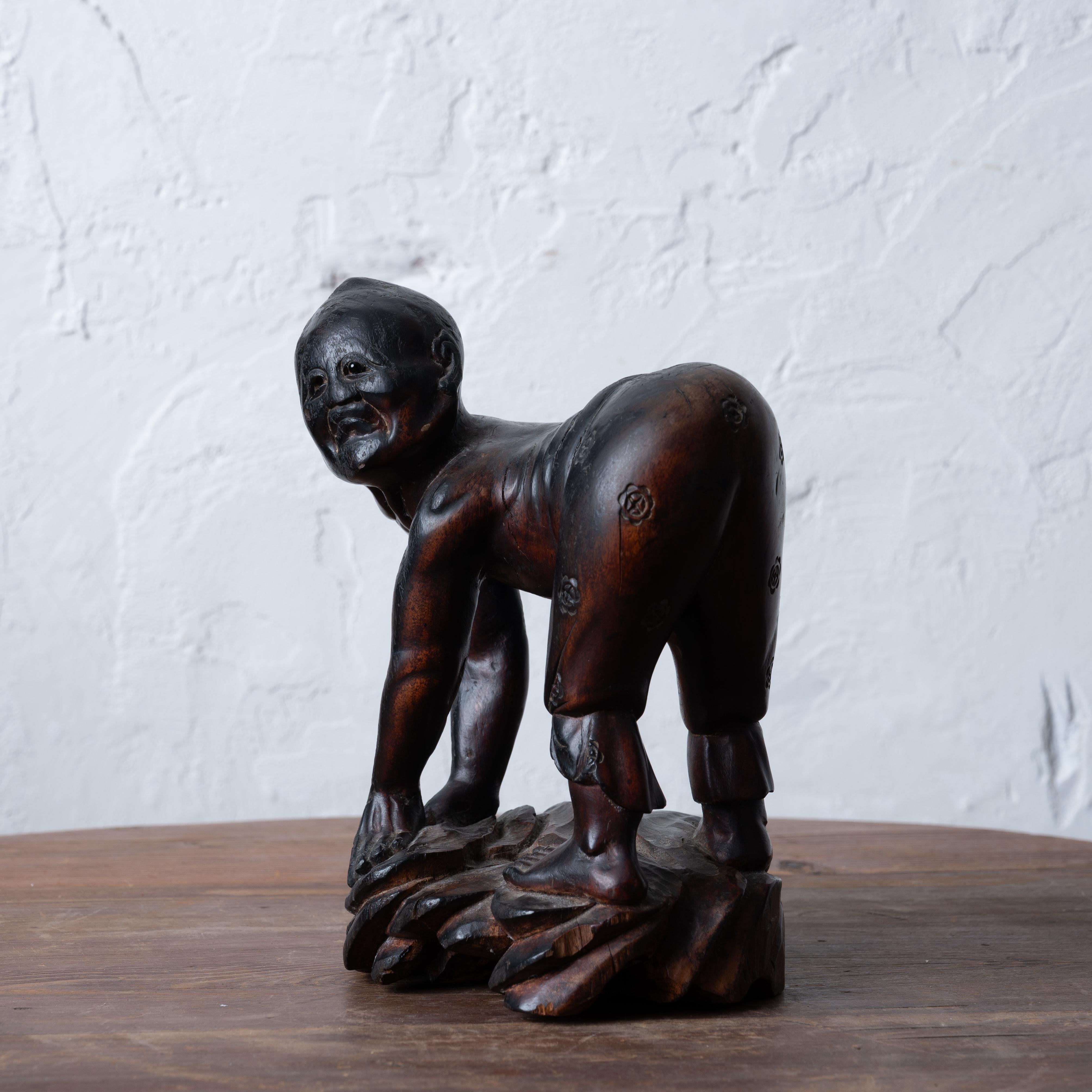 20th Century A Japanese Carved Root Yōkai Figure, Meiji Period For Sale