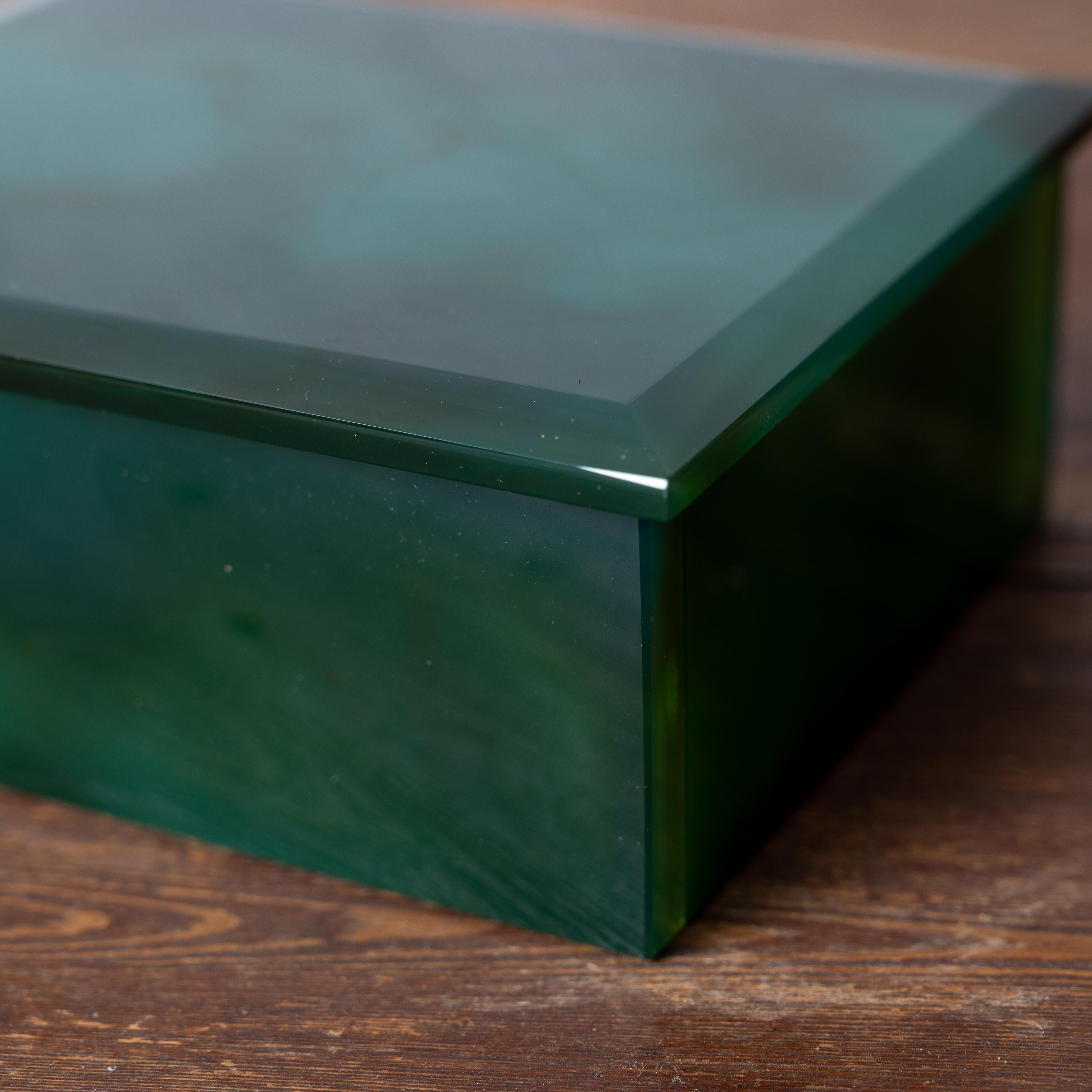 20th Century Green Opaline Glass Box For Sale