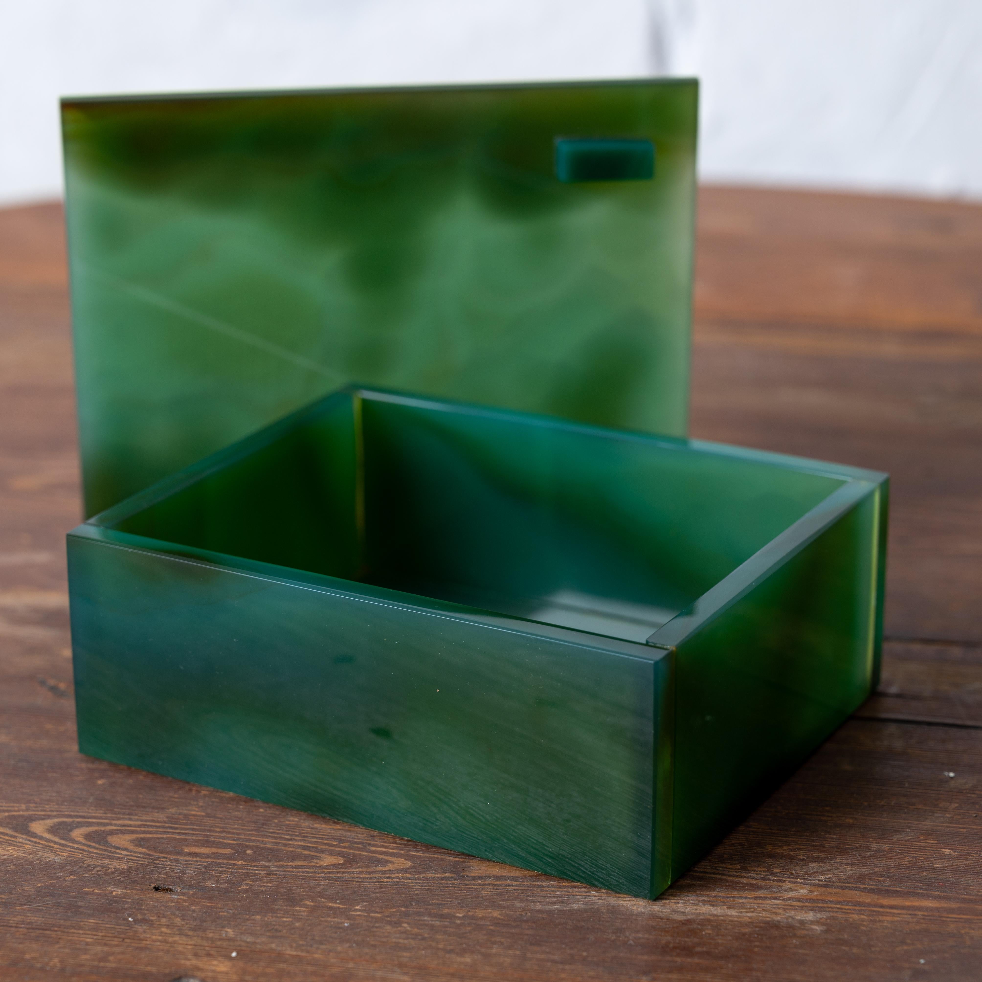 Green Opaline Glass Box For Sale 1