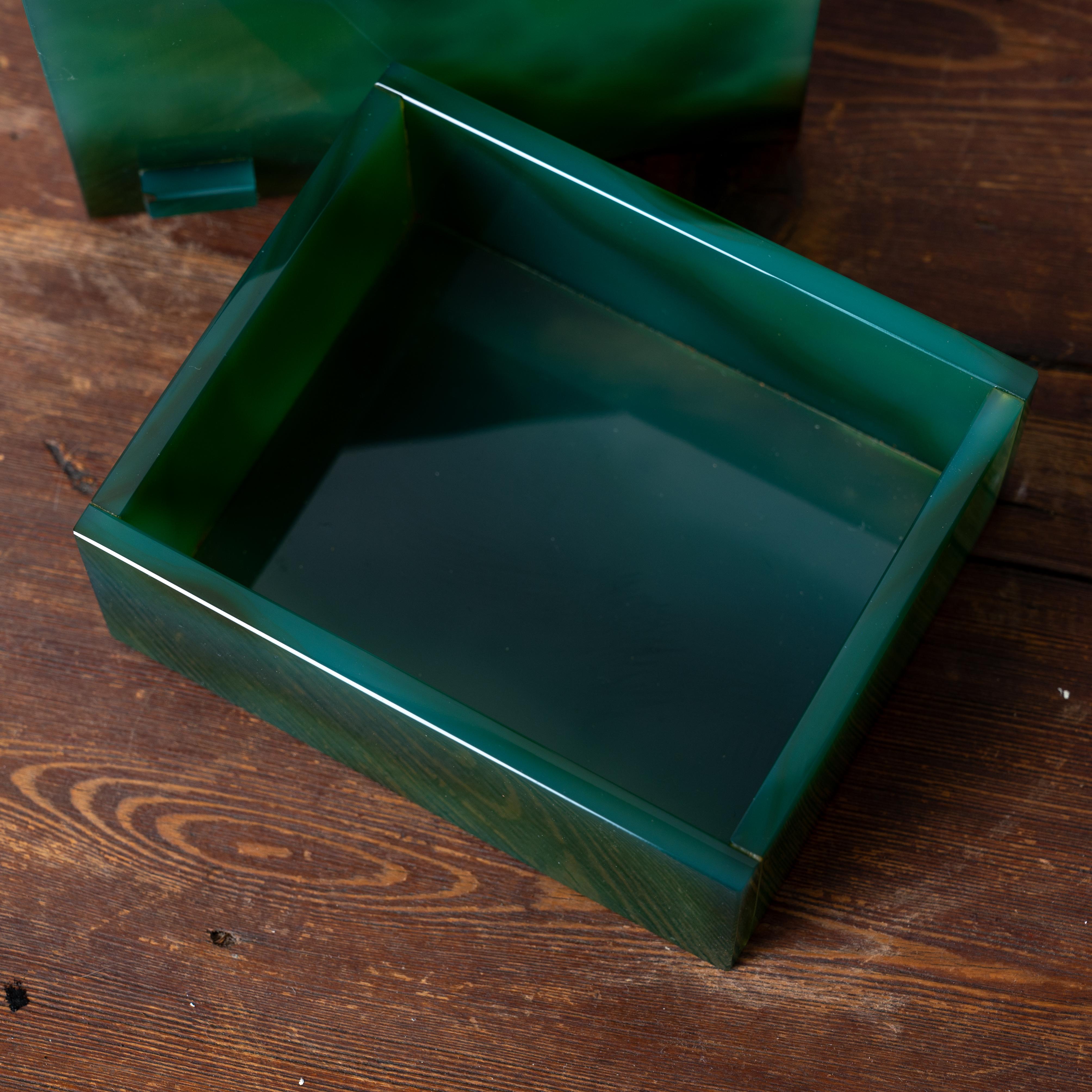 Green Opaline Glass Box For Sale 2