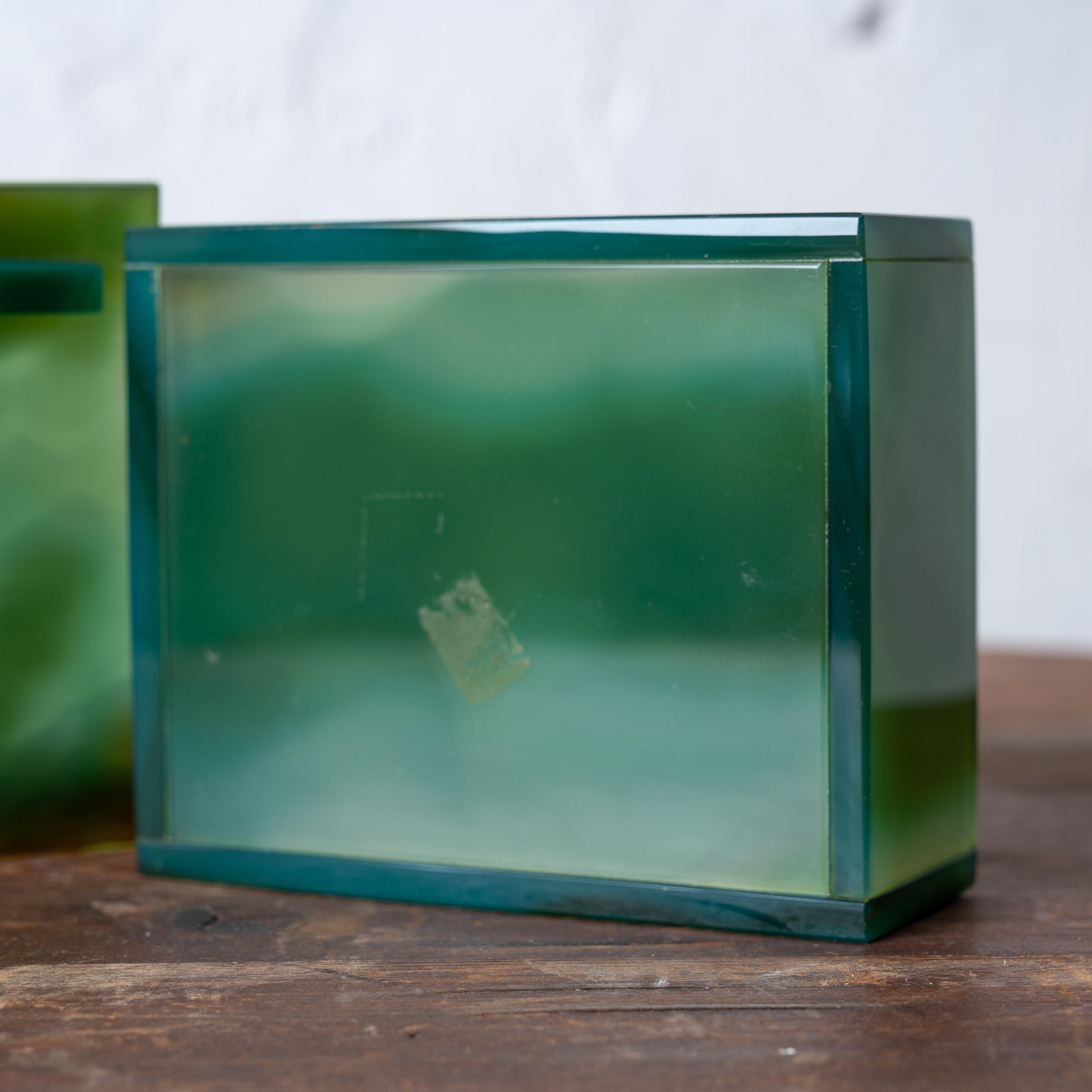 Green Opaline Glass Box For Sale 4