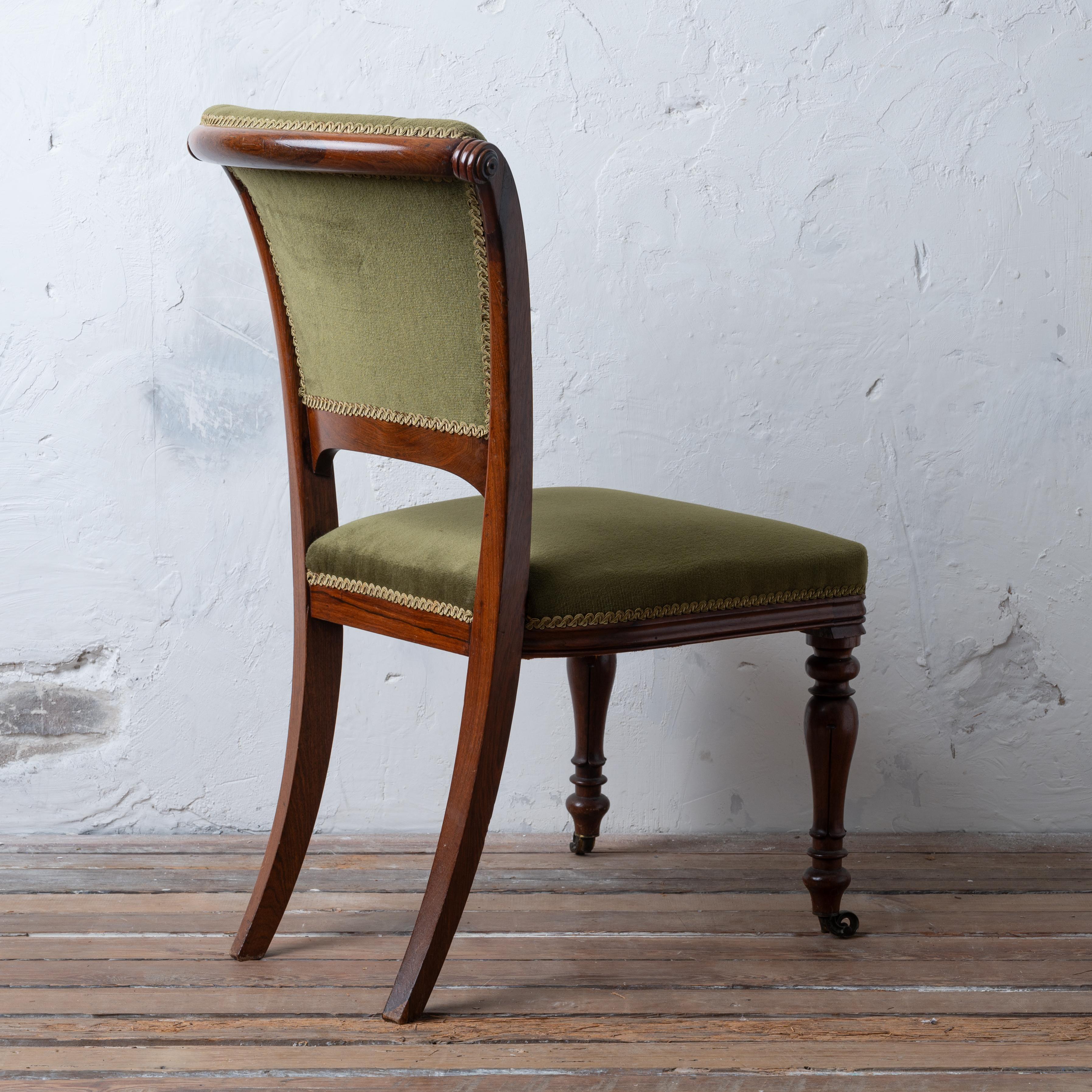 Velvet Early Victorian Side Chair For Sale