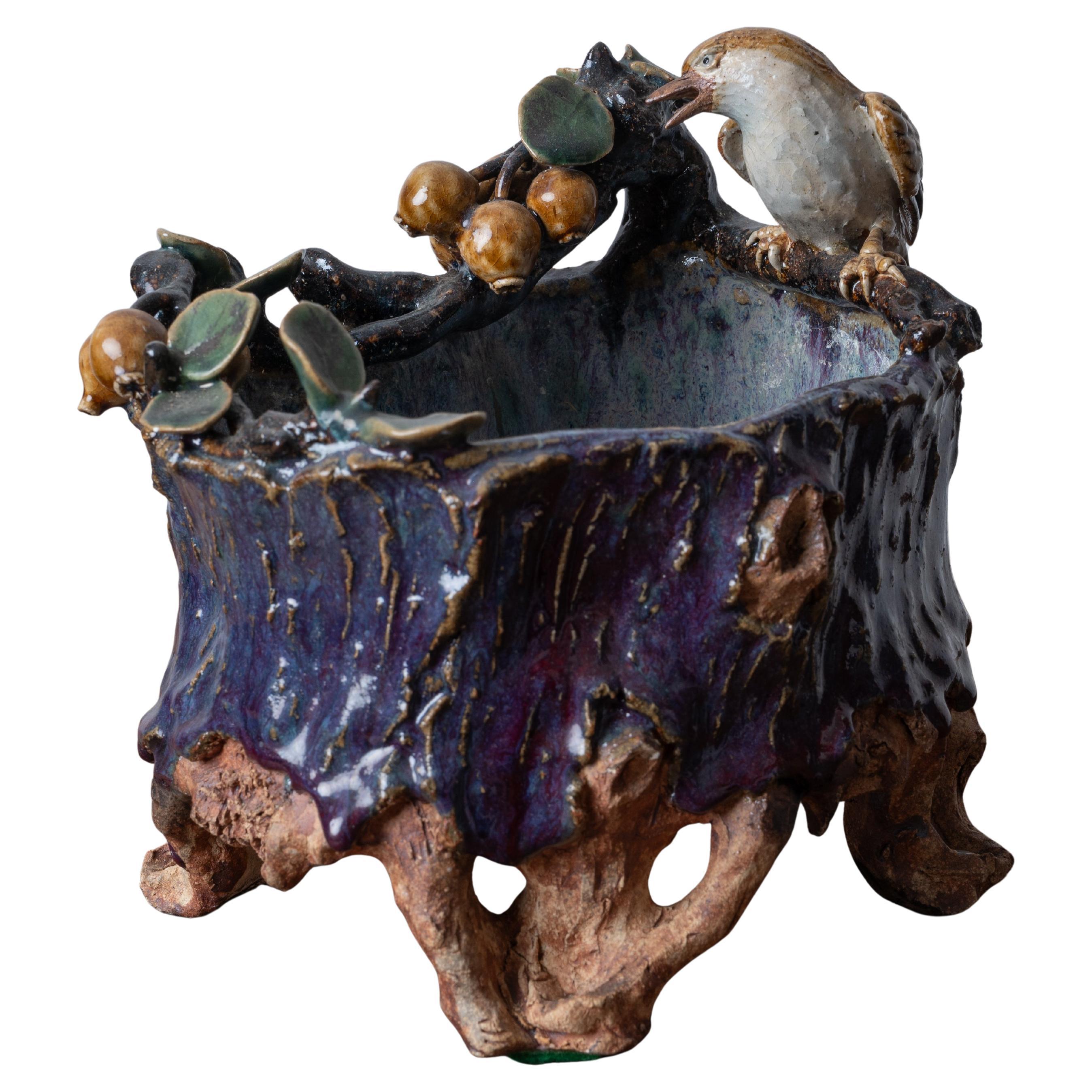 羅傳 Vaso di ceramica Shiwan Faux Boi in vendita