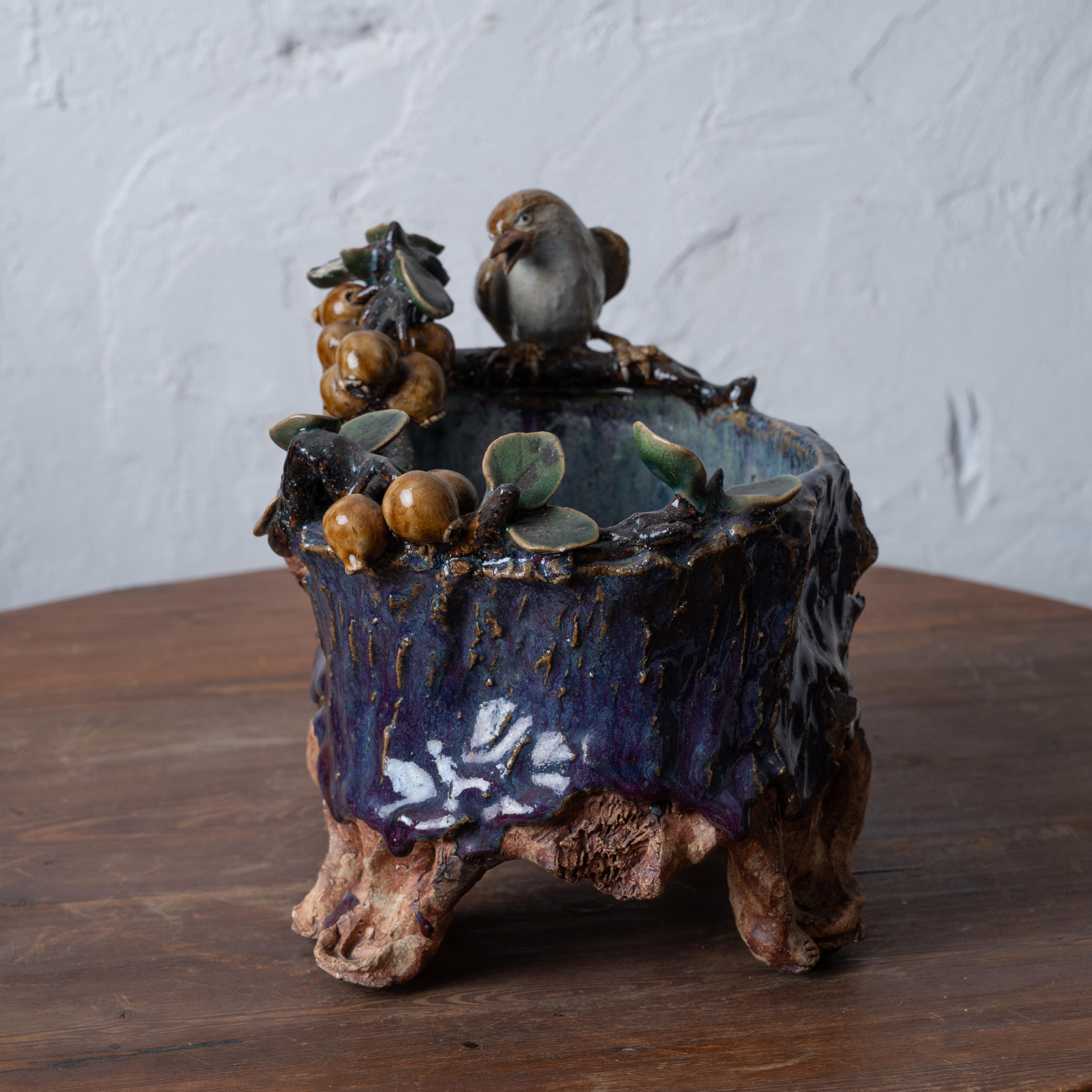 XX secolo 羅傳 Vaso di ceramica Shiwan Faux Boi in vendita