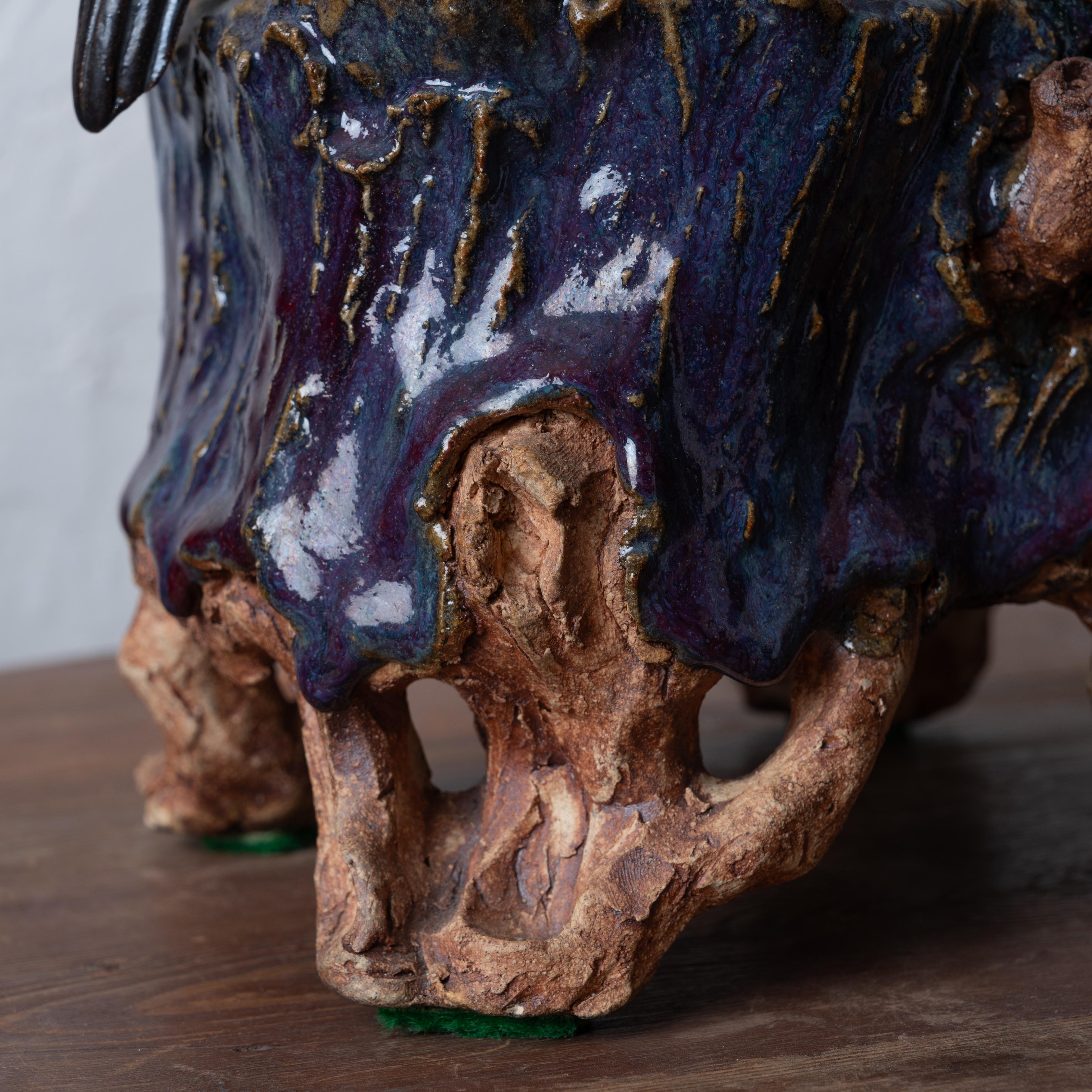 羅傳 Vaso di ceramica Shiwan Faux Boi in vendita 4