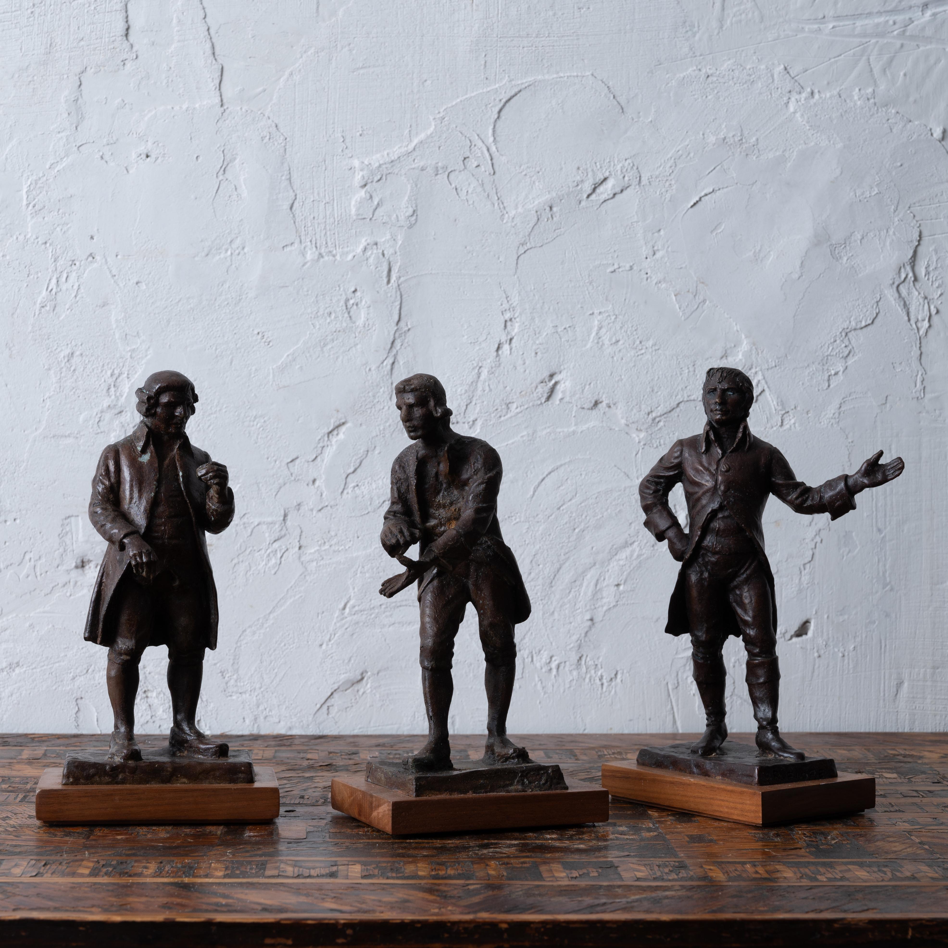 Rosario Russell Fiore
(American, 1908-1994)



A set of three WPA bronzes depicting founding fathers, 1930s.



5 inches wide by 4 inches deep by 9 ¾ inches tall



Rosario R. Fiore was a prominent American sculptor and member of the National