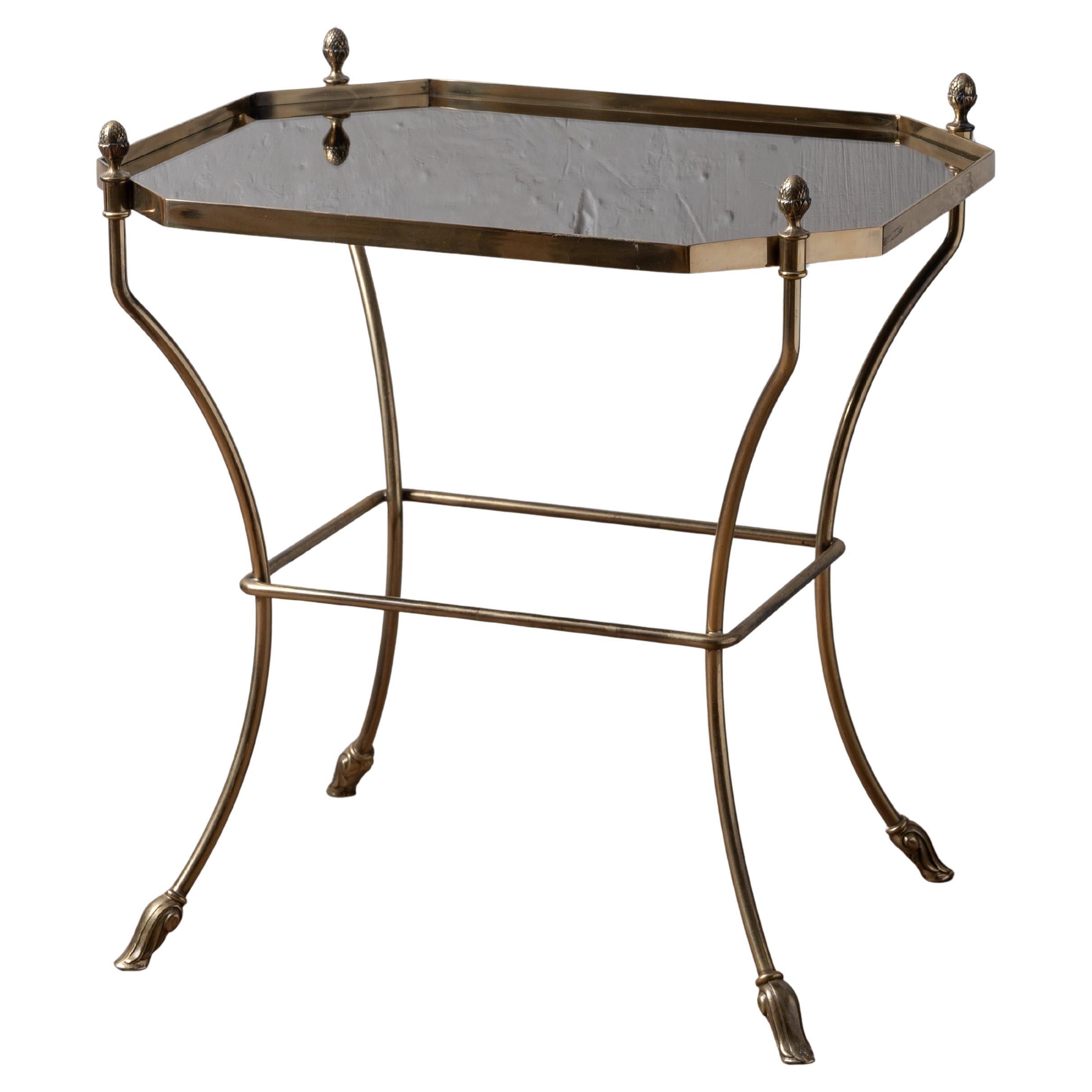 Italian Brass Mirrored Top Cocktail Table, c.1970