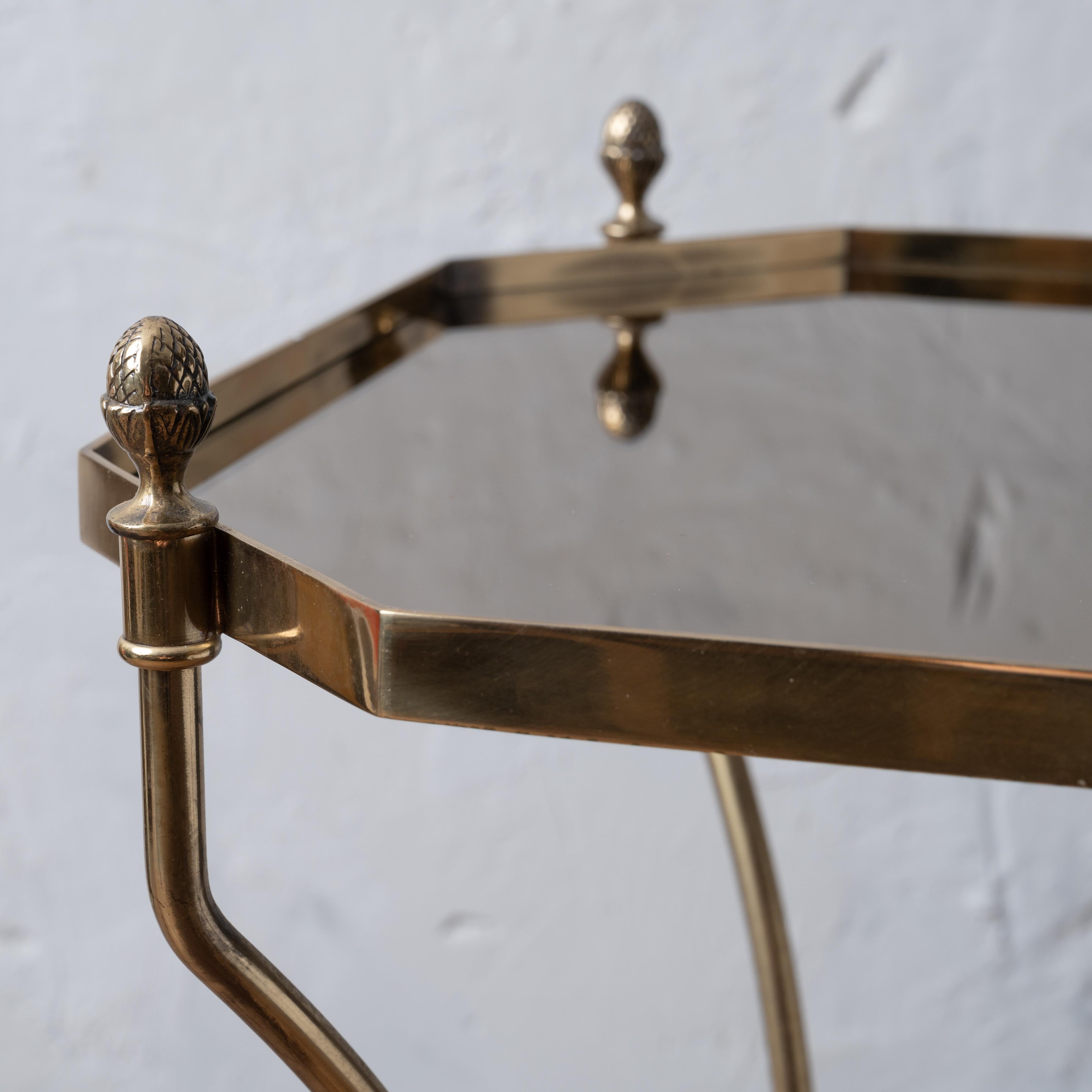 Late 20th Century Italian Brass Mirrored Top Cocktail Table, c.1970 For Sale