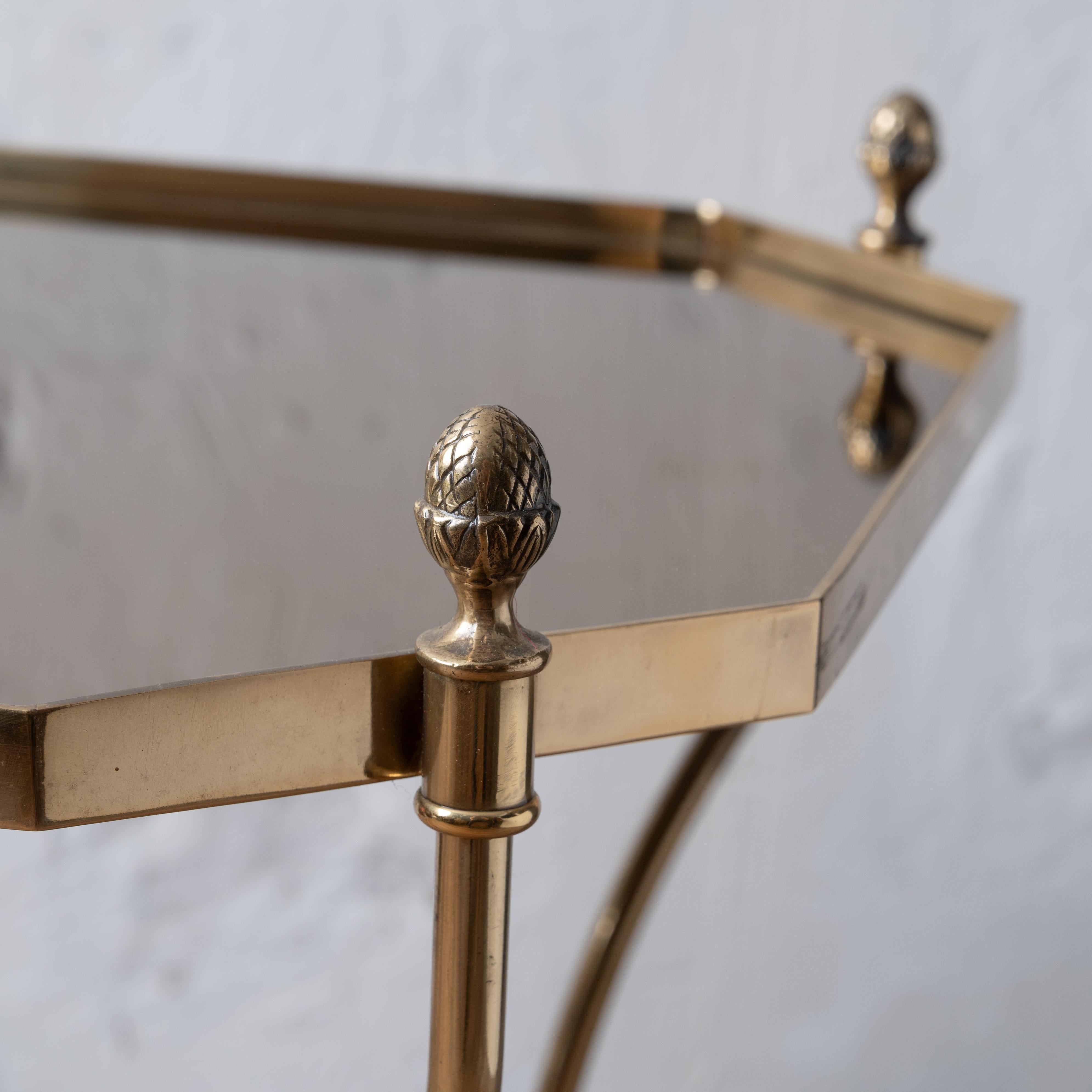 Italian Brass Mirrored Top Cocktail Table, c.1970 For Sale 2