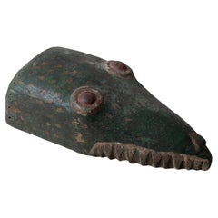 Antique Carved Polychrome Crocodile Puppet