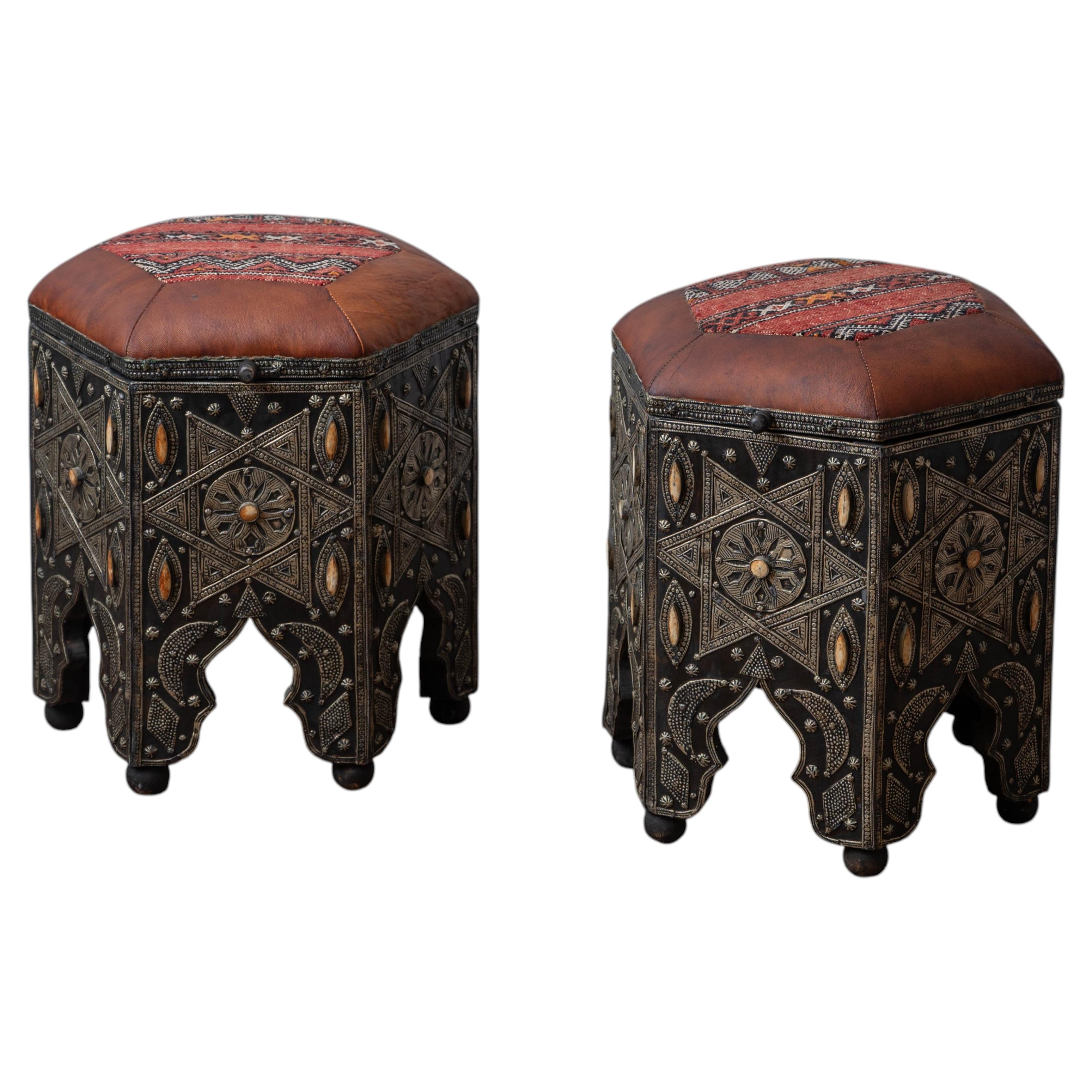 A Pair of Moroccan Stools, 20th century For Sale