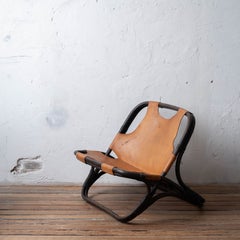 Italian Bamboo and Leather Lounge Chair, 1960s