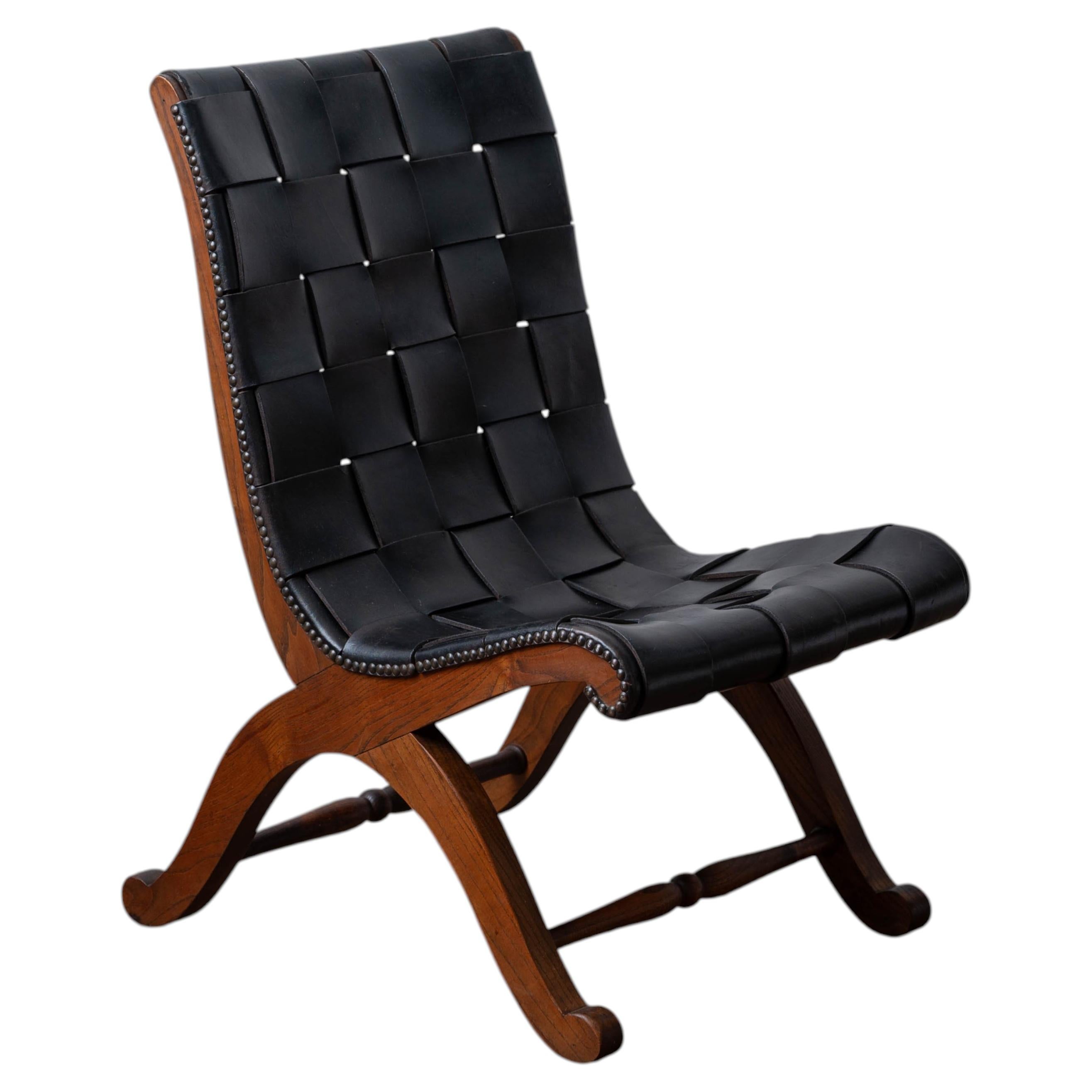 Pierre Lottier Leather Lounge Chair, 1960s For Sale