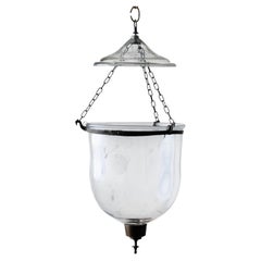 Val St. Lambert Belgian Crystal Bell Jar Hanging Lantern, 20th Century