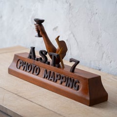 USAF Carved Wood "Air Survey Team 7 Photo Mapping" Trophy, Clark AFB, c.1960