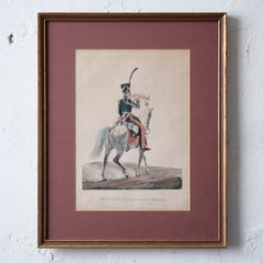 Pair Antique Hand-Colored Engravings, Imperial Russian Cavalry, c. 1817