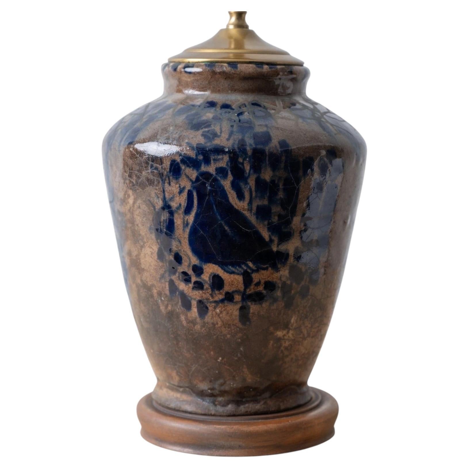 Persian Fritware Jar Mounted as Lamp, Mamluk 16th-17th Century For Sale