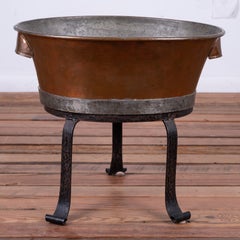 Swedish Copper Washtub on Wrought Stand, c. 1890