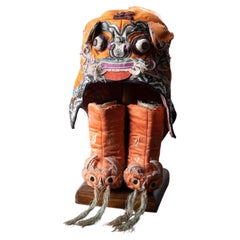 Chinese Silk Dragon Child's Hat and Booties, c. 1915