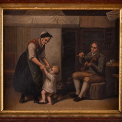 Scandinavian Interior Genre Painting after Tidemand, c.1860