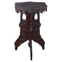 Anglo-Indian Carved Hexagonal Side Table, c. 1860