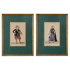 French Costume Engravings, Martinet c.1830s, Pair