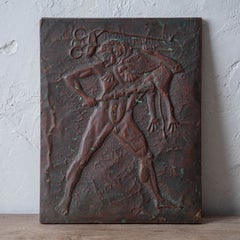 Hercules Taking Delphic Tripod Copper Repousse Plaque, c. 1920s