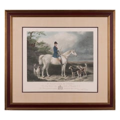 Mr. William Long on Bertha, Fox Hunt Engraving, 19th Century