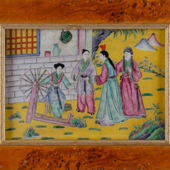 Chinese Famille Jaune Porcelain Plaque, Qing Dynasty
