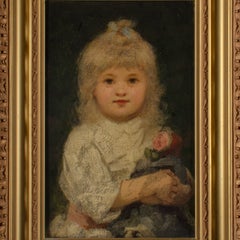 Girl with Doll Portrait Painting, 19th Century