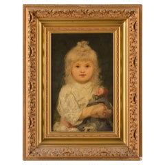 Girl with Doll Portrait Painting, 19th Century