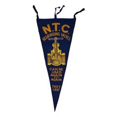 N.T.C. Regrinding Valves Advertising Pennant, Mid-20th Century