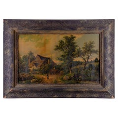 Late 19th Century Antique Pastoral Scene Lithograph Print