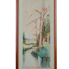 Watercolor of Trees by a Creek, Ruth Carrier