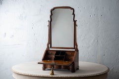 Queen Anne Style Walnut Bureau Dressing Mirror, English, 19th Century