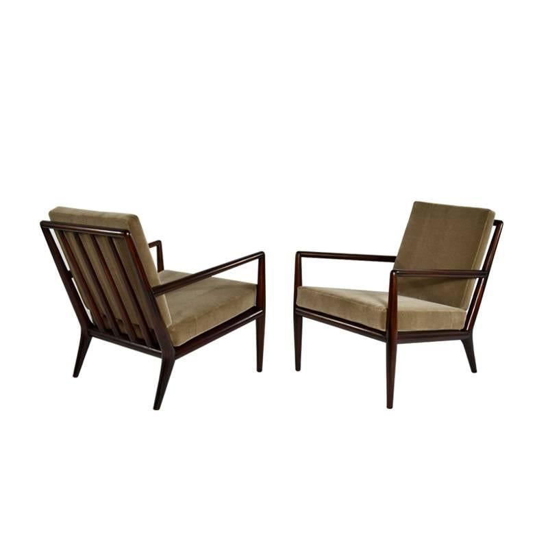 T.H. Robsjohn-Gibbings for Widdicomb Lounge Chairs in Mohair, Model WWZ