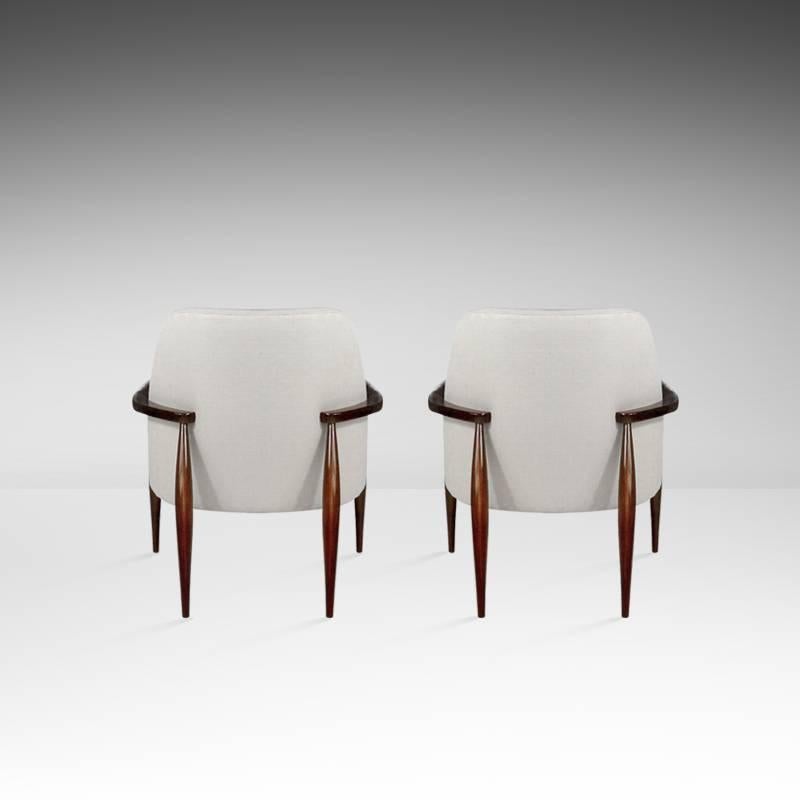 Mid-Century Modern Pair of Danish Modern Walnut Lounge Chairs, circa 1950s