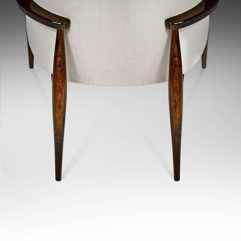 Brass Pair of Danish Modern Walnut Lounge Chairs, circa 1950s