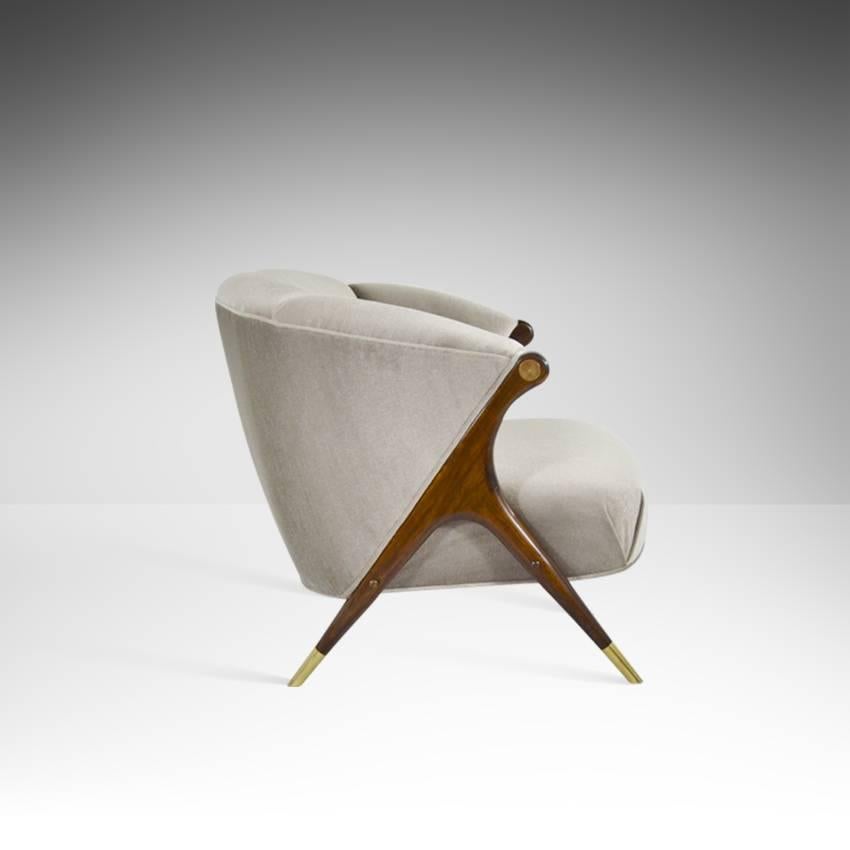 Brass Modernist Lounge Chair by Karpen of California