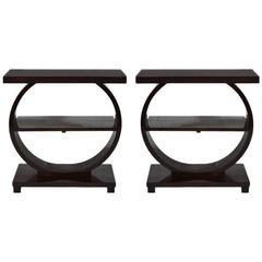 Pair of Art Deco Style Mahogany End Tables by Modernage, 1940s