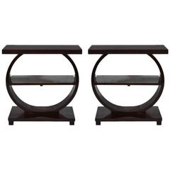 Pair of Art Deco Style Mahogany End Tables by Modernage, 1940s