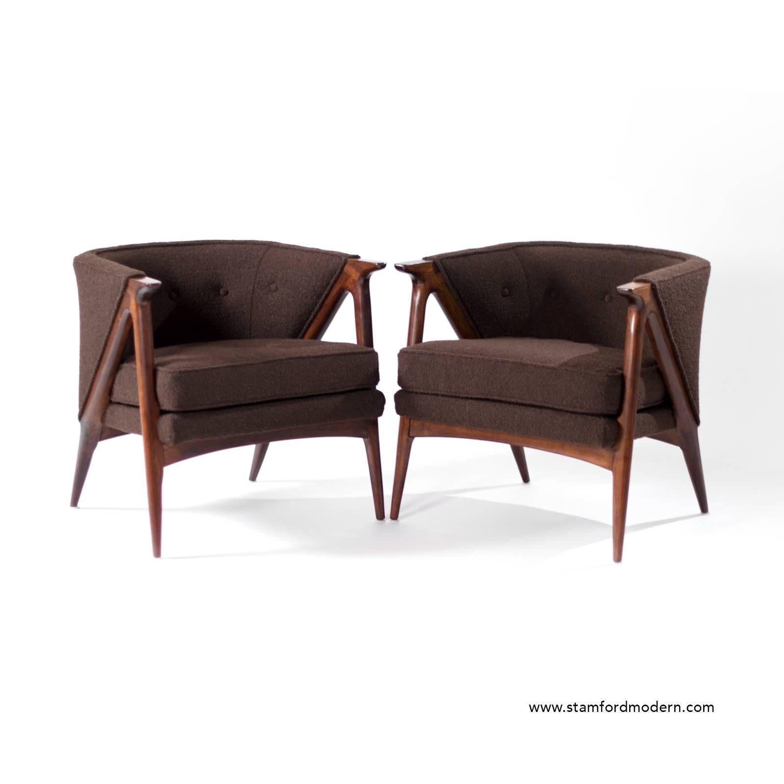 Mid-Century Modern Pair of Sculptural Danish Modern Lounge Chairs, 1950s