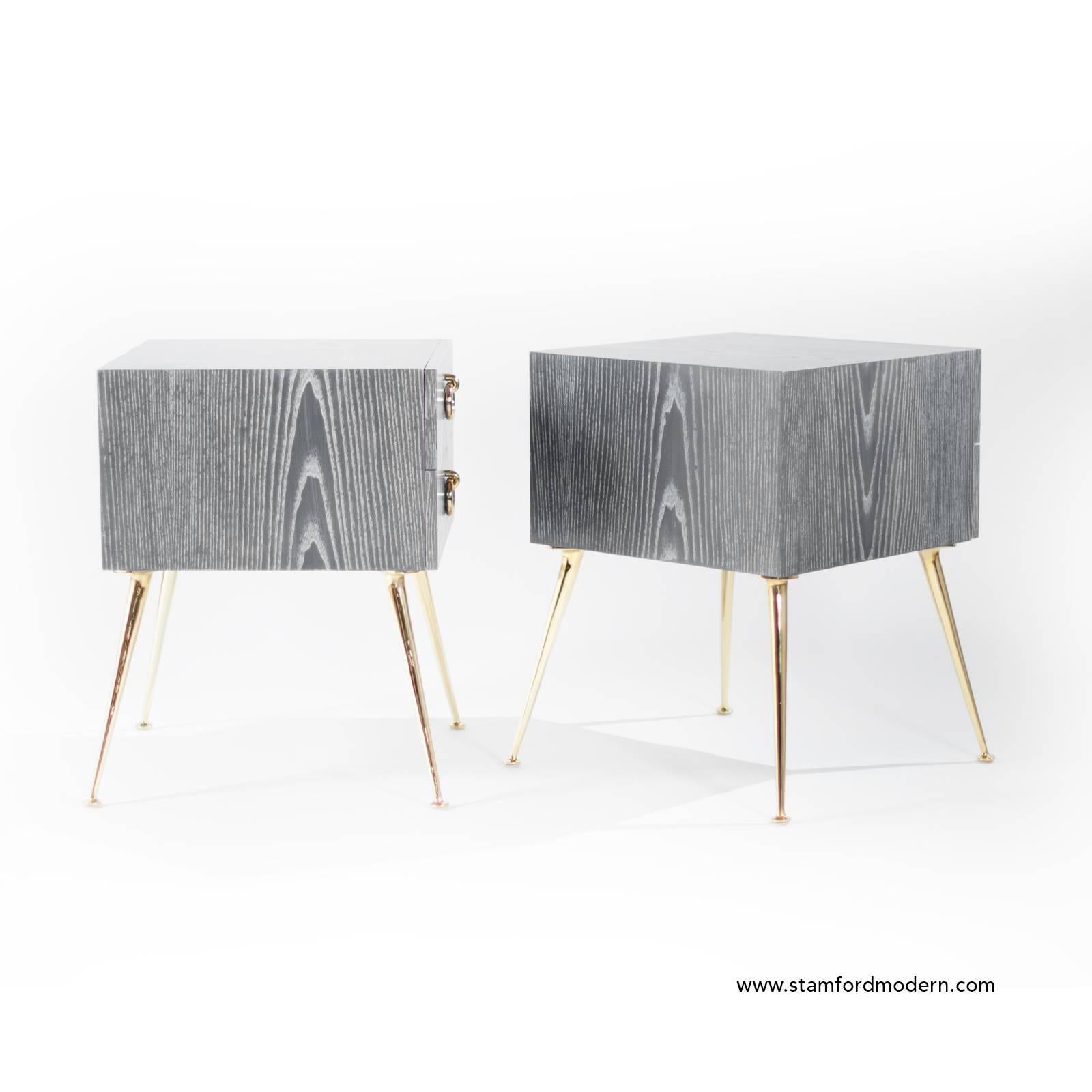 Mid-Century Modern Gibby Collection End Tables in Grey Ceruse