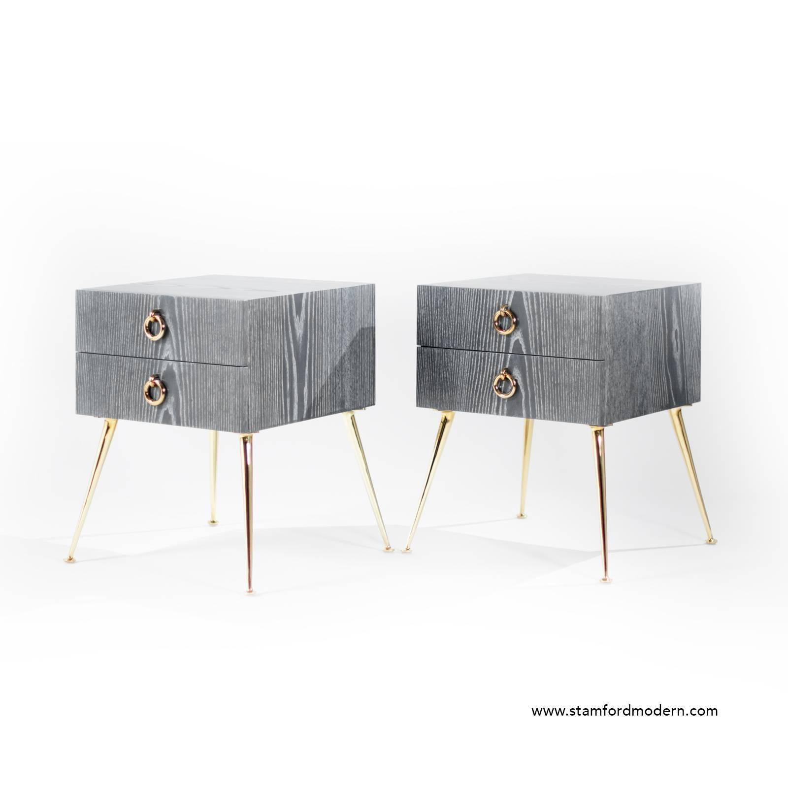 Contemporary Gibby Collection End Tables in Grey Ceruse