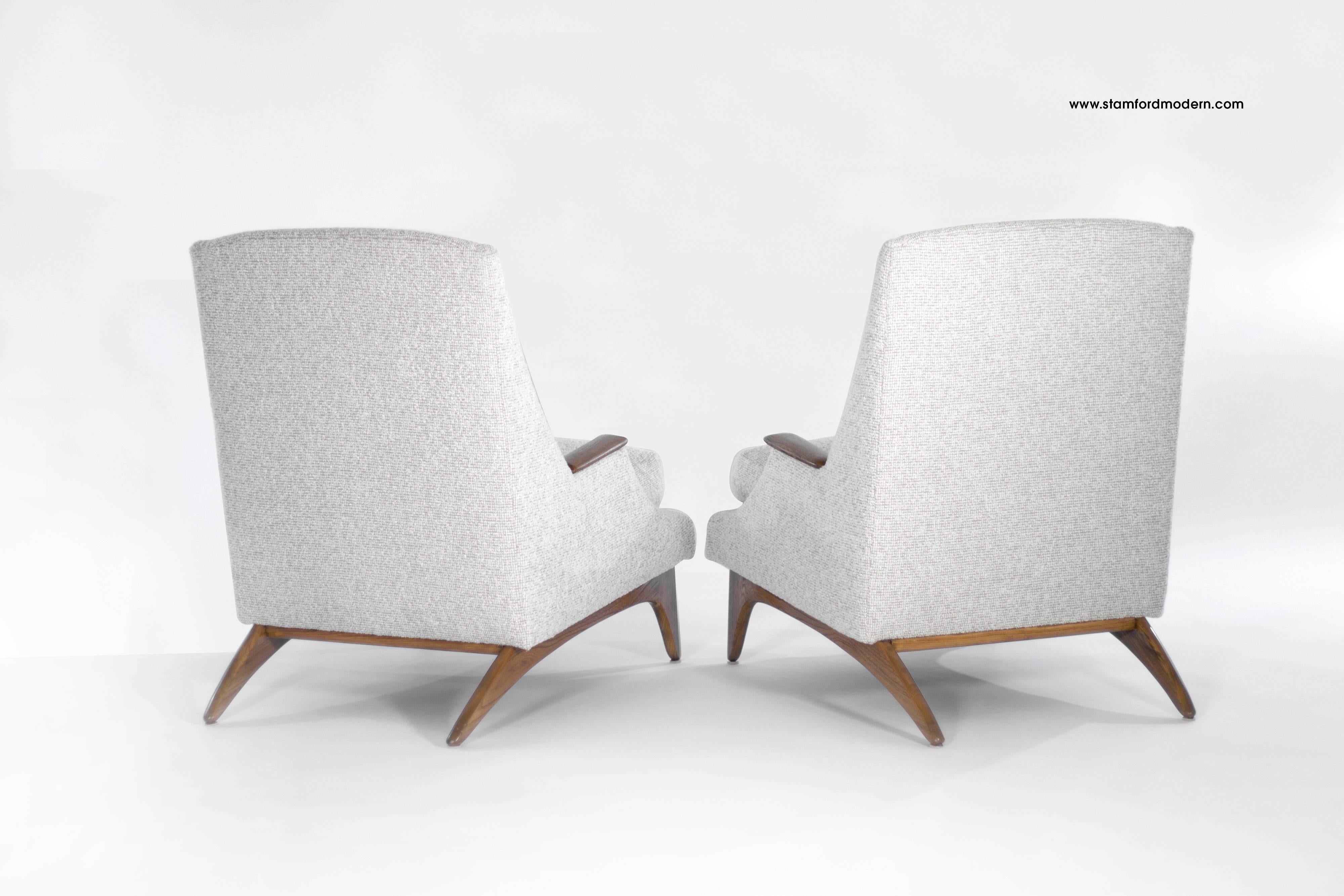Wool Sculptural Highback Lounge Chairs by Adrian Pearsall
